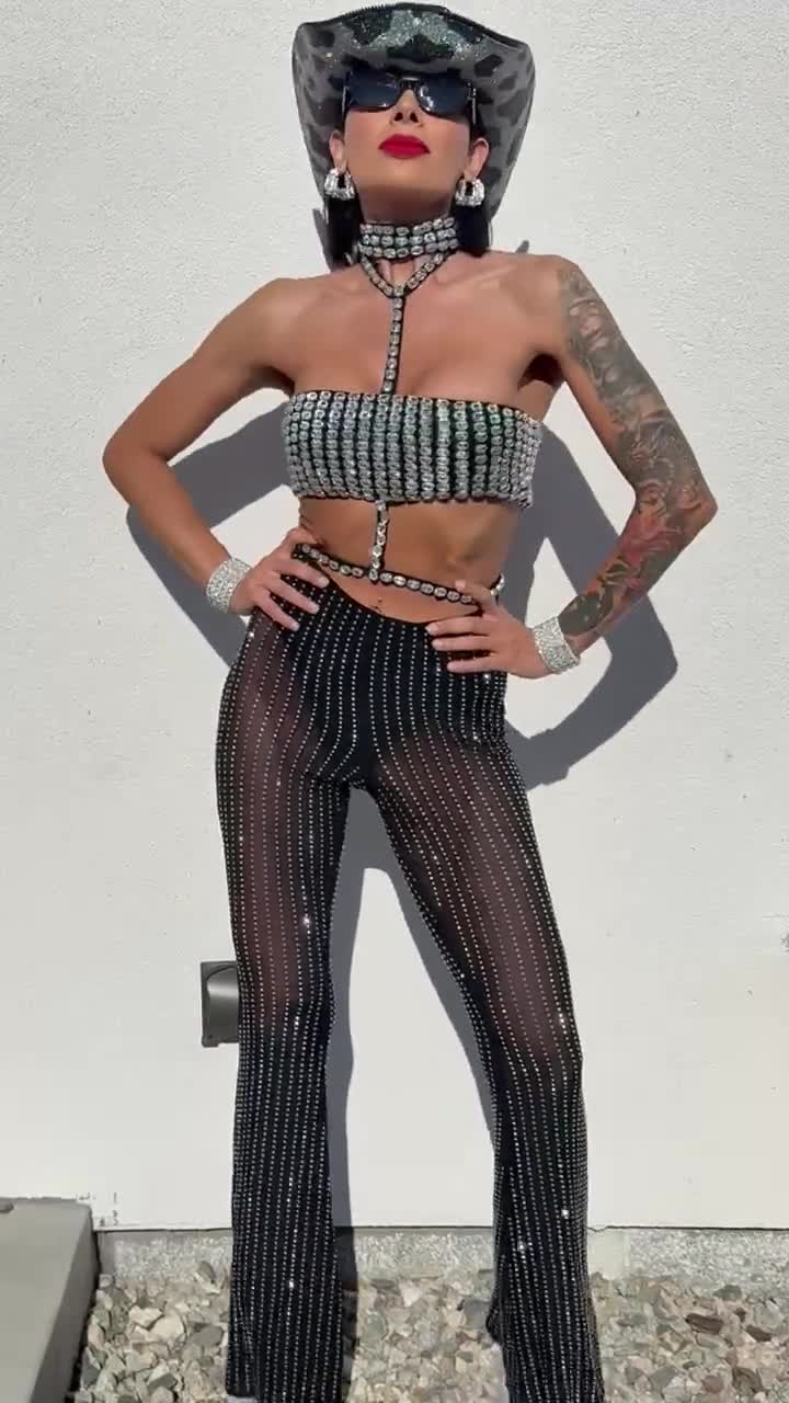 Black Western Glam Top, Rhinestone Festival Choker Top, Black Silver Cowgirl Outfit Top, Disco Bachelorette Party Outfit Space Cowboy