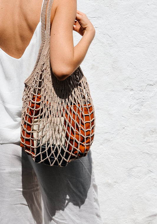Crochet Market Bag, Beige Cotton Net Bag, French Market Bag, Handmade Eco Tote, Mesh Bag, Quality Shopping Bag, Groceries Farmers Bag