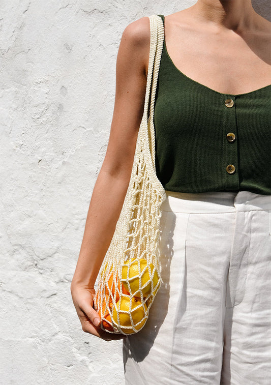 French Market Bag, Crochet Market Bag, Cotton Net Bag, Handmade Eco Tote, Mesh Bag, Quality Shopping Bag, Off White,  Farmers Market Bag