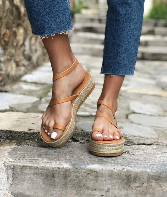 Handmade Platform Sandals, Women Wedges, Brown Sandals, Espadrille Summer Shoes