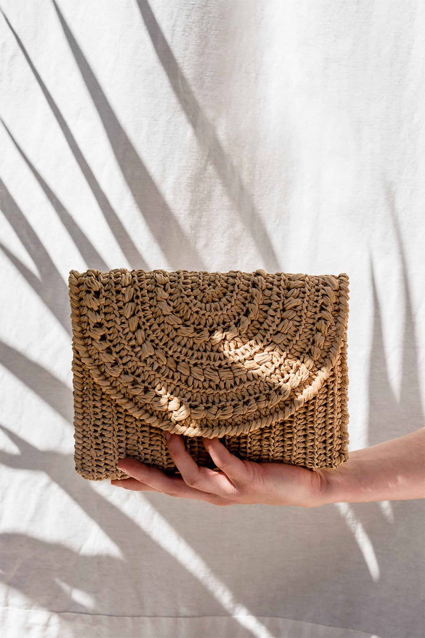 Crochet Raffia Clutch in Tan, Straw Summer Bag, Raffia Clutch Handbag, Tan Crochet Summer Bag, Crochet Straw Clutch  ¡ª Marigold Bag