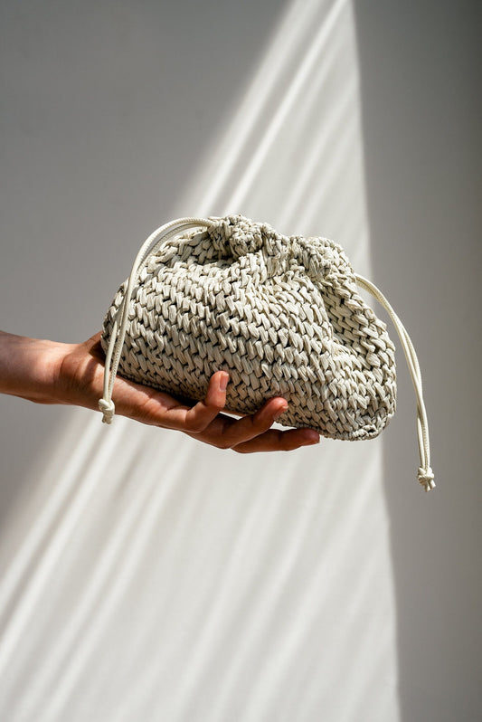 Raffia Pouch Bag, Crochet Raffia Handbag, Short Strap Crossbody, Summer Wrist Bag, Minimal Straw Bag, Mini Bag ¡ª The Aster Raffia Pouch