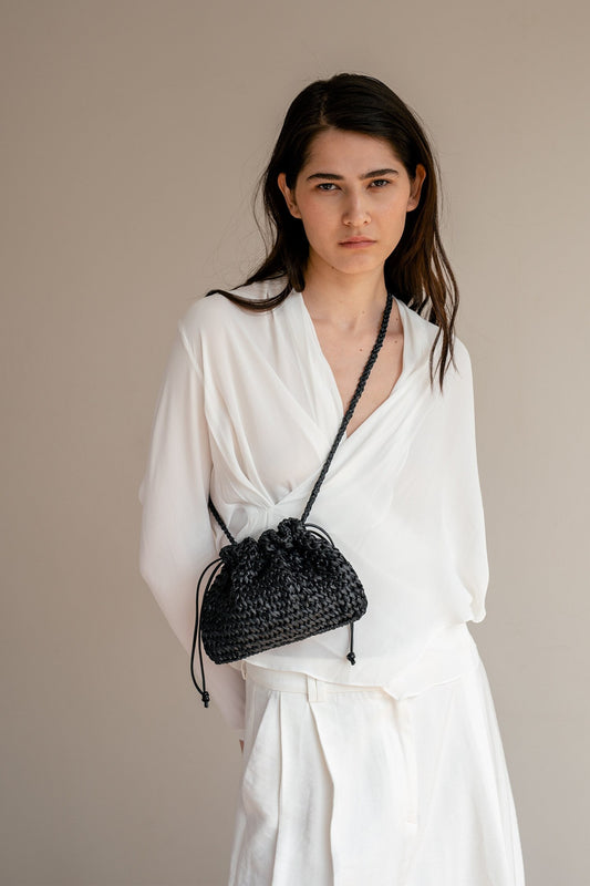 Raffia Pouch Bag, Crochet Raffia Handbag, Short Strap Crossbody, Summer Wrist Bag, Minimal Straw Bag, Mini Bag ¡ª The Aster Raffia Pouch