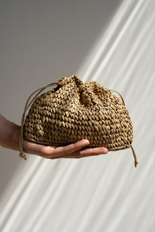 Raffia Pouch Bag, Crochet Raffia Handbag, Short Strap Crossbody, Summer Wrist Bag, Minimal Straw Bag, Mini Bag ¡ª The Aster Raffia Pouch