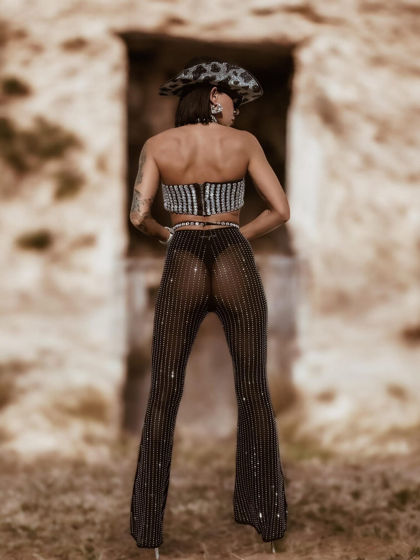 Black Western Glam Top, Rhinestone Festival Choker Top, Black Silver Cowgirl Outfit Top, Disco Bachelorette Party Outfit Space Cowboy