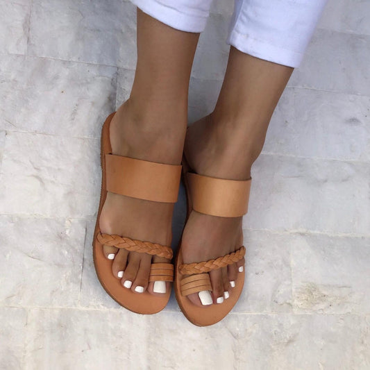 Brown Leather Sandals Women, Greek Sandals, Handmade Summer Shoes