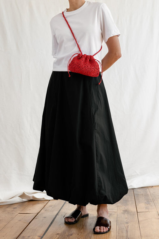 Raffia Pouch Bag, Crochet Raffia Handbag, Short Strap Crossbody, Summer Wrist Bag, Minimal Straw Bag, Red Mini Bag ¡ª The Aster Raffia Pouch