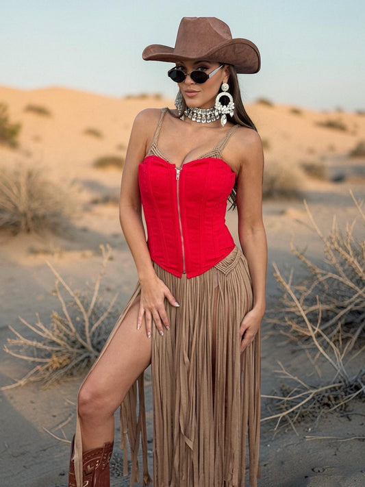 Red Denim Corset Top, Denim Cowgirl Bustier, Denim Festival Bustier Top, Western Cowboy Outfit, Festival Corset,Cowgirl Top, Rodeo Outfit