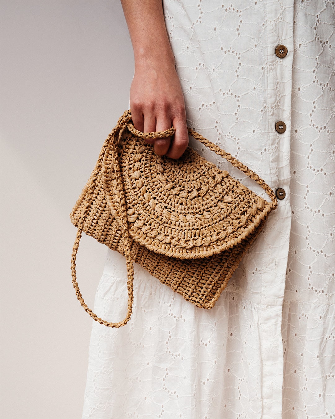 Crochet Raffia Clutch in Tan, Straw Summer Bag, Raffia Clutch Handbag, Tan Crochet Summer Bag, Crochet Straw Clutch  ¡ª Marigold Bag
