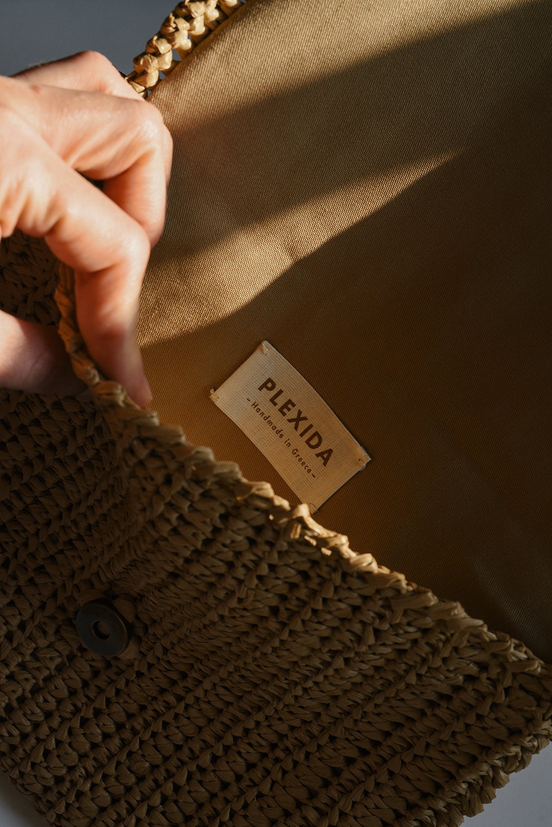 Crochet Raffia Clutch in Tan, Straw Summer Bag, Raffia Clutch Handbag, Tan Crochet Summer Bag, Crochet Straw Clutch  ¡ª Marigold Bag