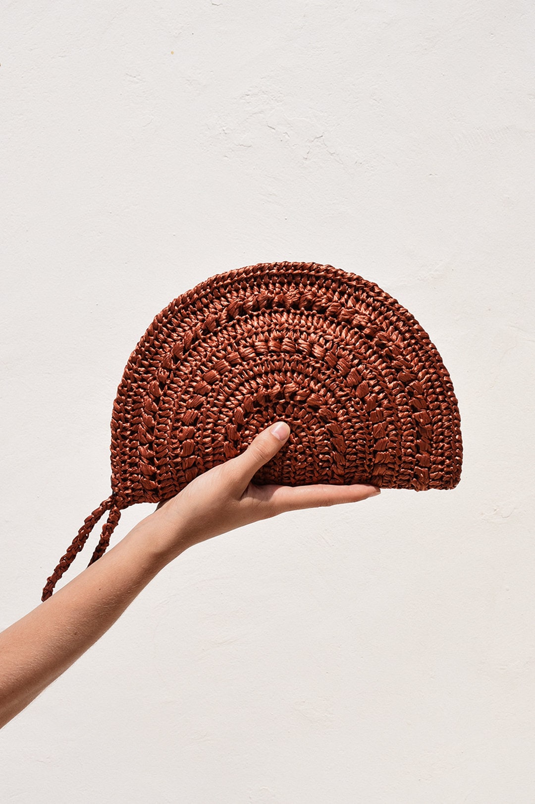Crochet Raffia Clutch, Half Moon Clutch, Straw Wristlet Purse, Minimal Boho Clutch, Raffia Handbag, Crochet Summer Bag ¡ª Raffia Moon Clutch