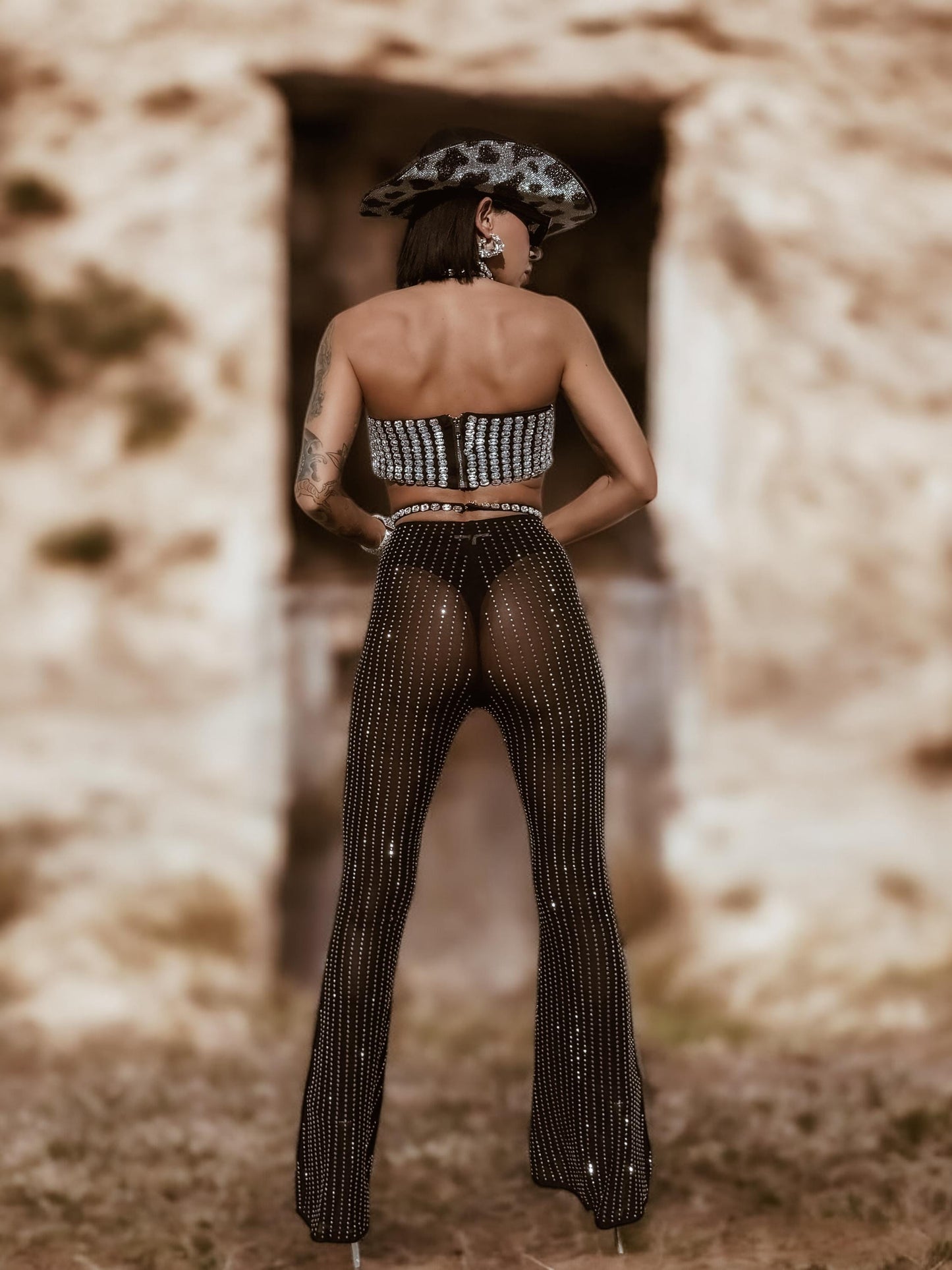 Black Western Glam Top, Rhinestone Festival Choker Top, Black Silver Cowgirl Outfit Top, Disco Bachelorette Party Outfit Space Cowboy