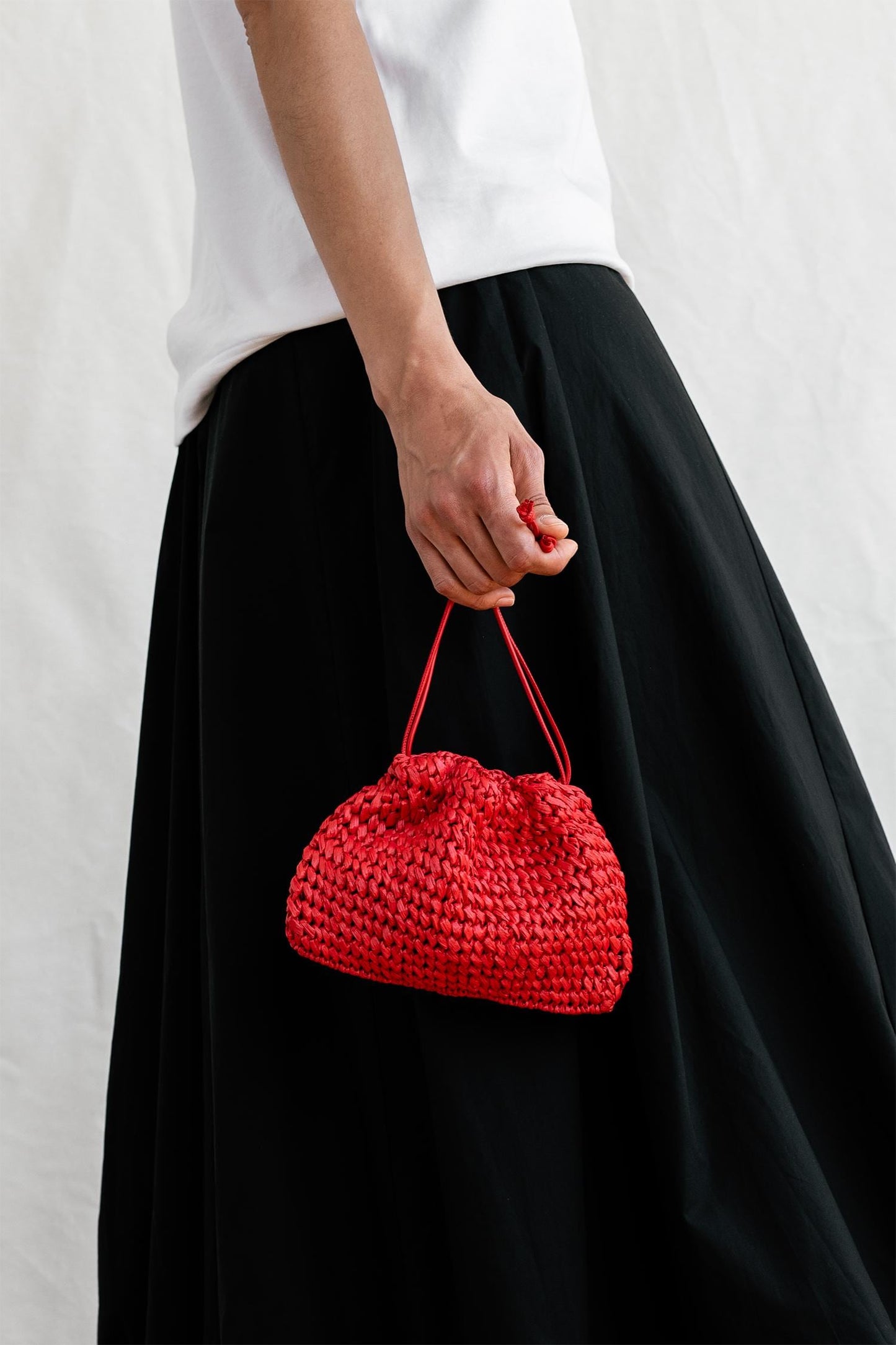 Raffia Pouch Bag, Crochet Raffia Handbag, Short Strap Crossbody, Summer Wrist Bag, Minimal Straw Bag, Red Mini Bag ¡ª The Aster Raffia Pouch