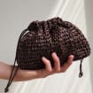 Raffia Pouch Bag, Crochet Raffia Handbag, Crossbody Raffia Bag, Summer Wrist Bag, Minimal Straw Bag, Brown Mini Bag ¡ª The Aster Raffia Pouch